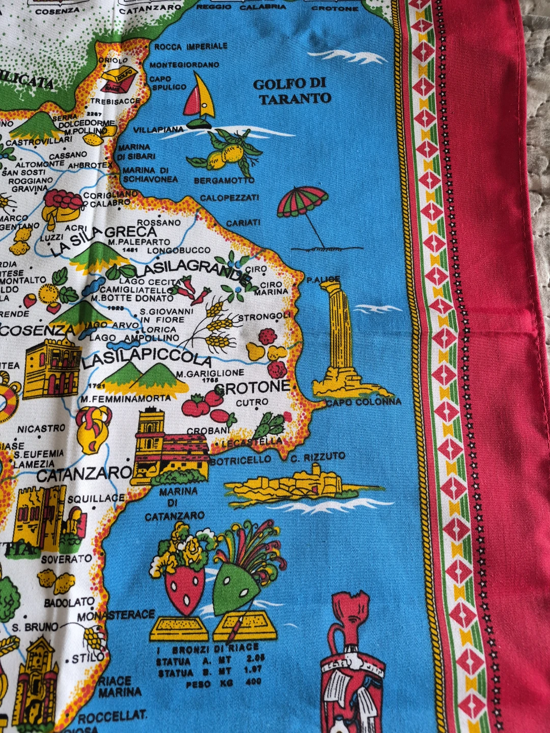 Beautiful 34" x 23" 100% Cotton Linen Calabria Italy Tea Towel - photo 4