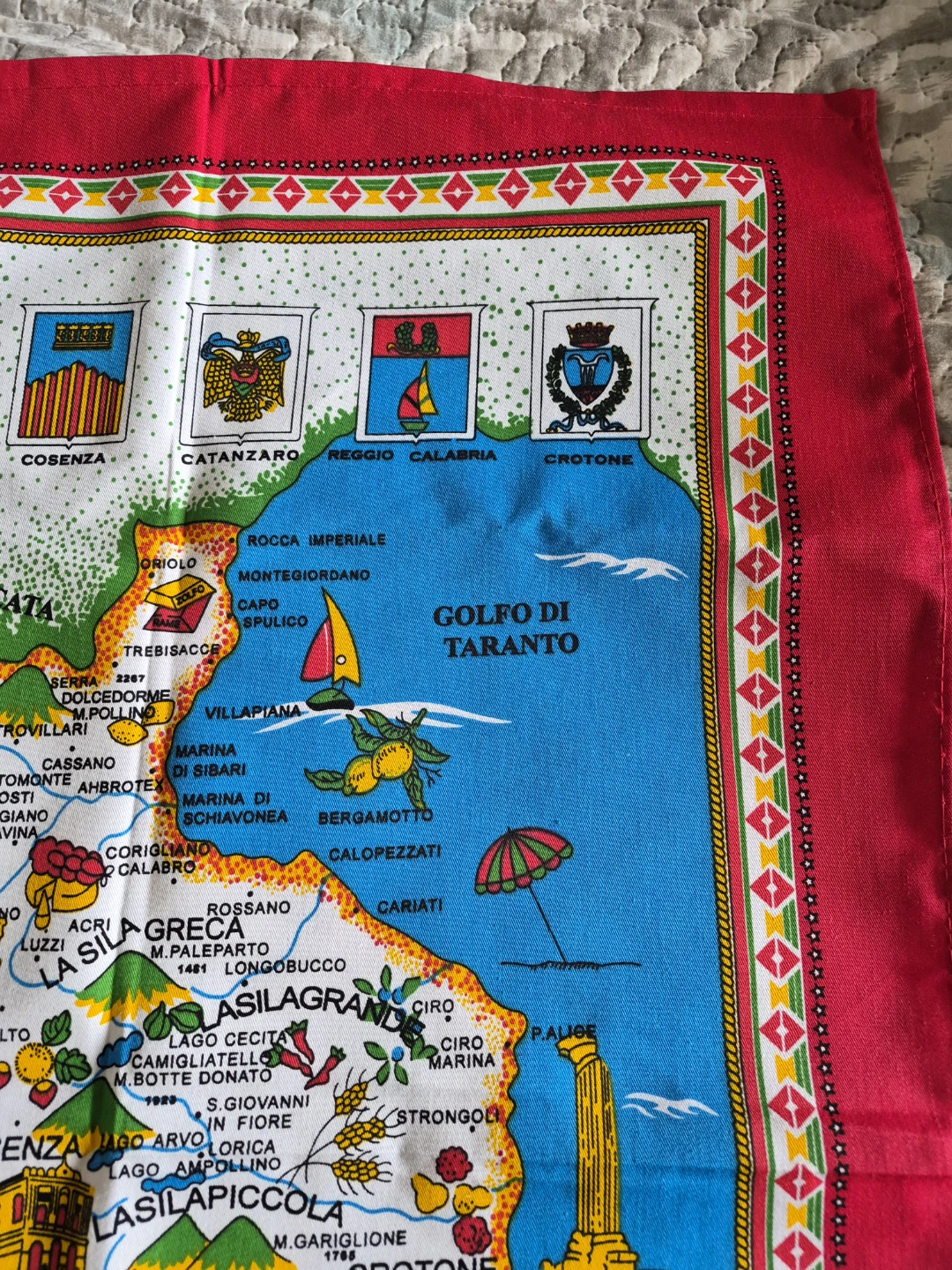 Beautiful 34" x 23" 100% Cotton Linen Calabria Italy Tea Towel - photo 5