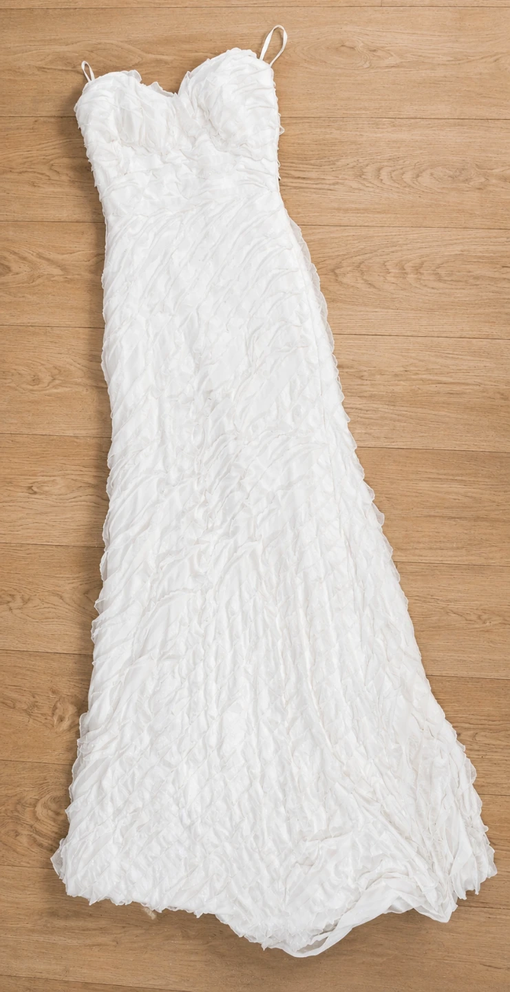 White Strapless Ruffled Gown - photo 2