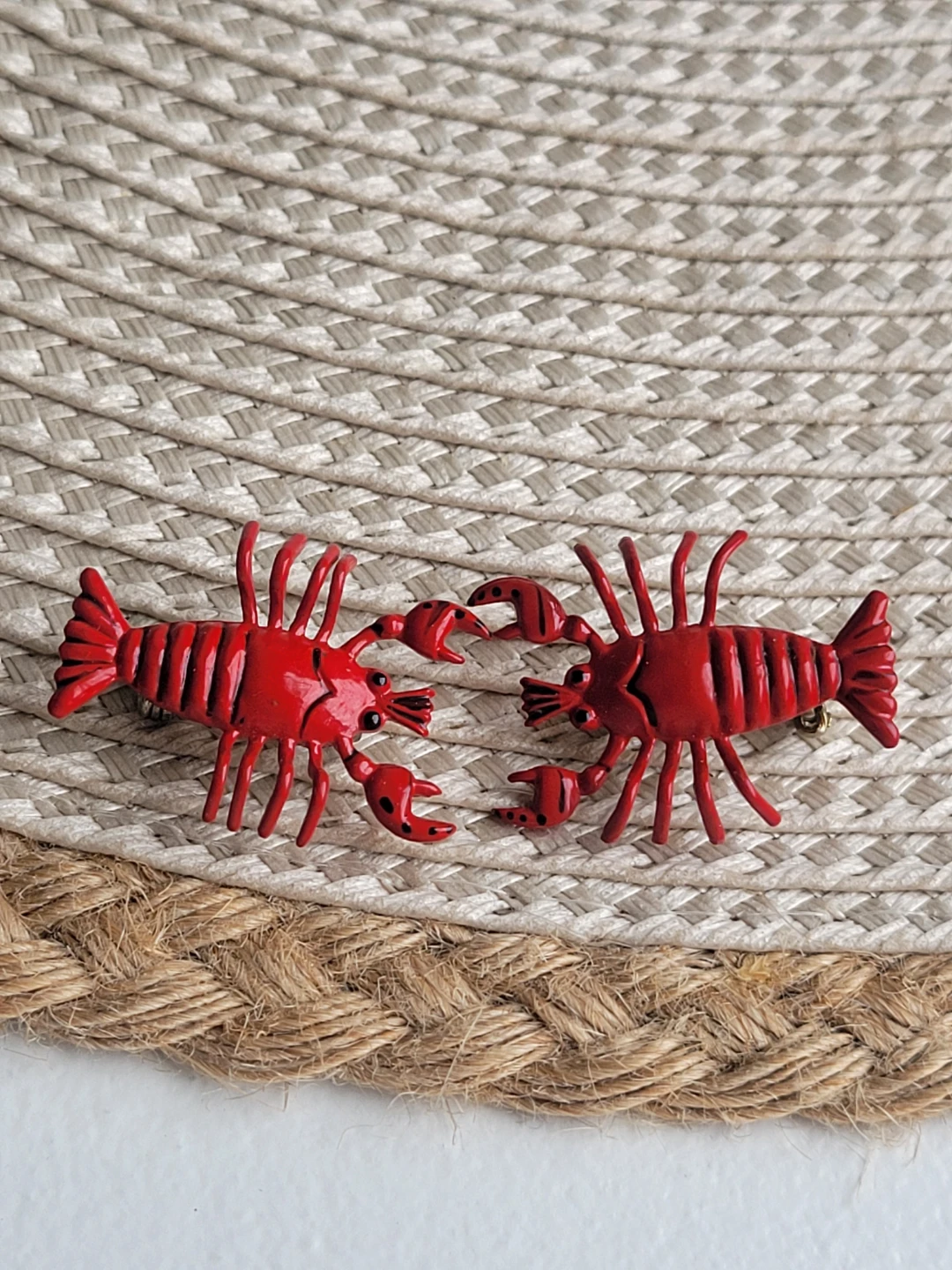 1950s Red Lobster Brooches. Vintage Lobster Pins