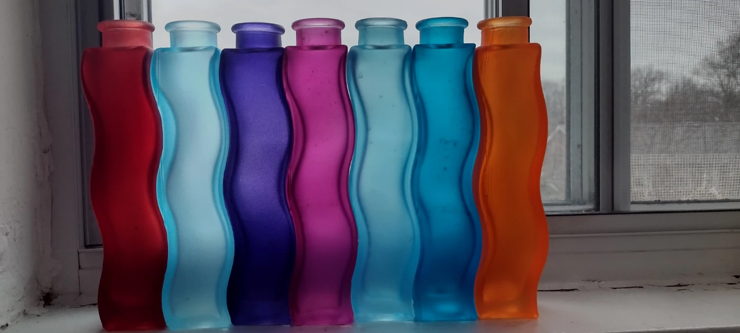 Set of 7 Ikea Skämt wavy vases