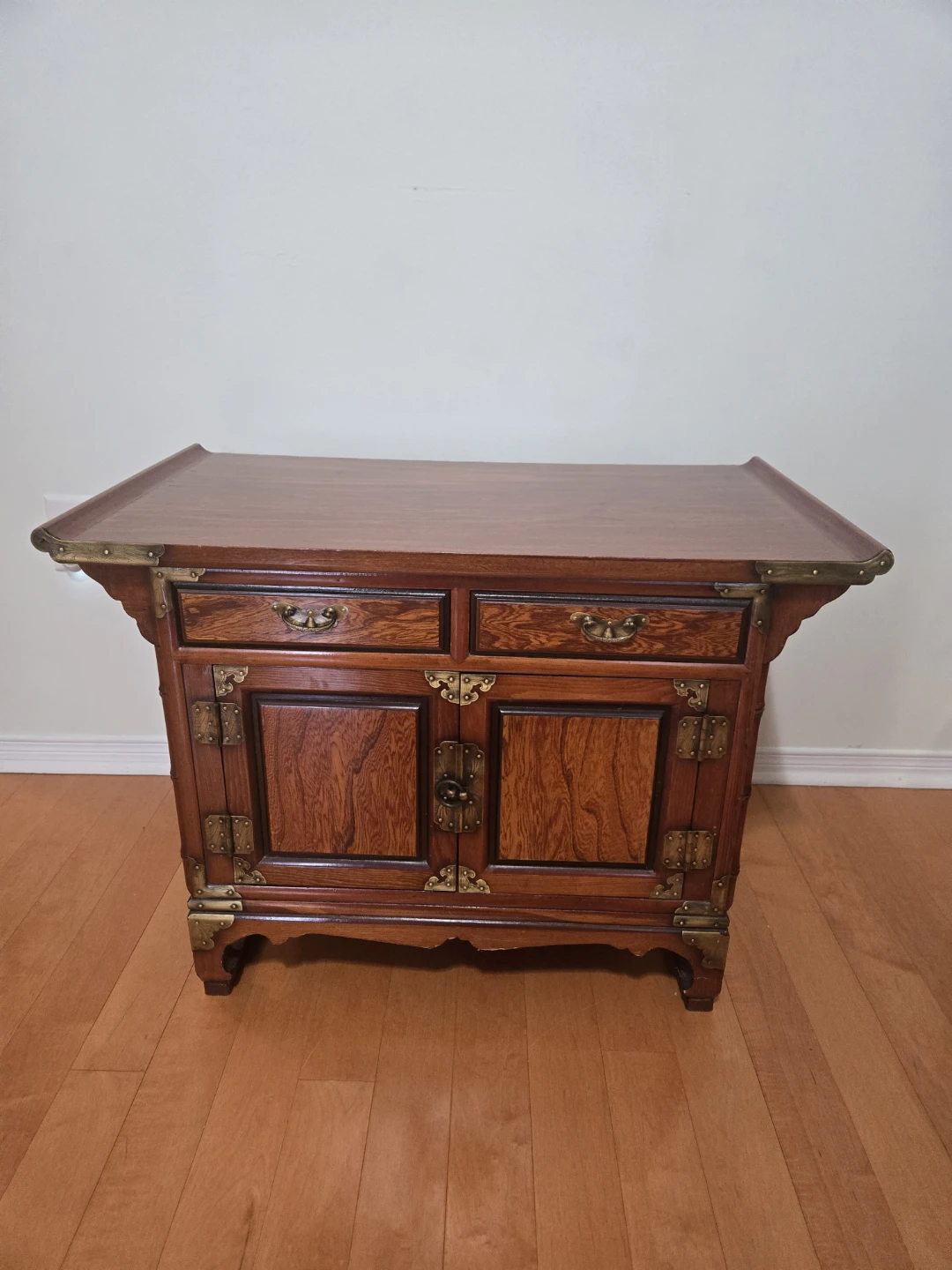 Vintage Wooden Cabinet with Brass Accents
