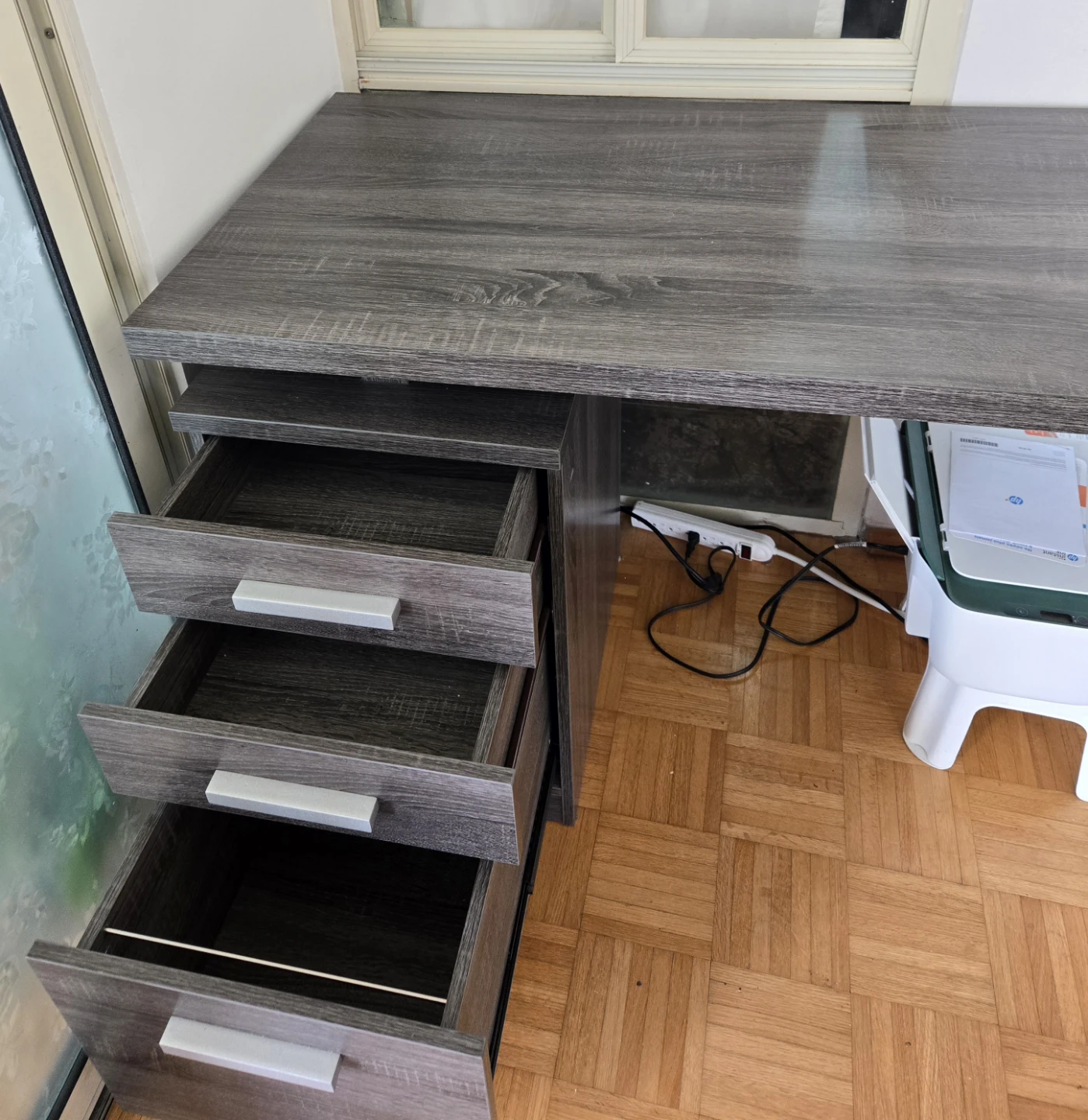 BRICKS rectangular gray office Desk with 3 drawers - photo 3