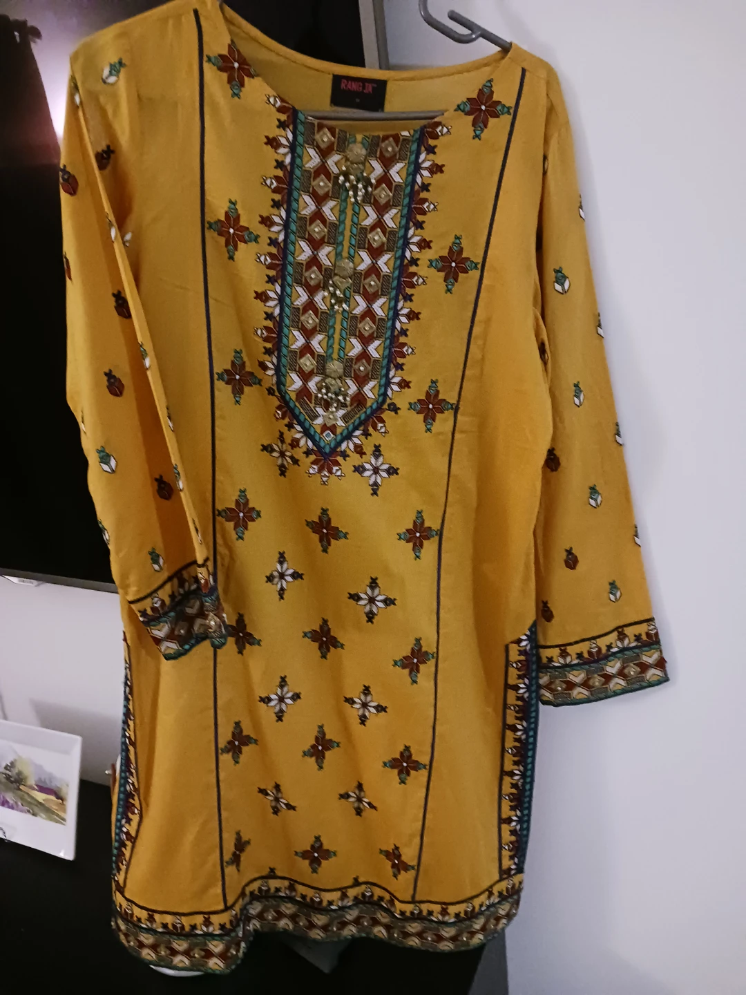 Rang Ja Yellow Embroidered Kurti occasionally one time used - photo 3