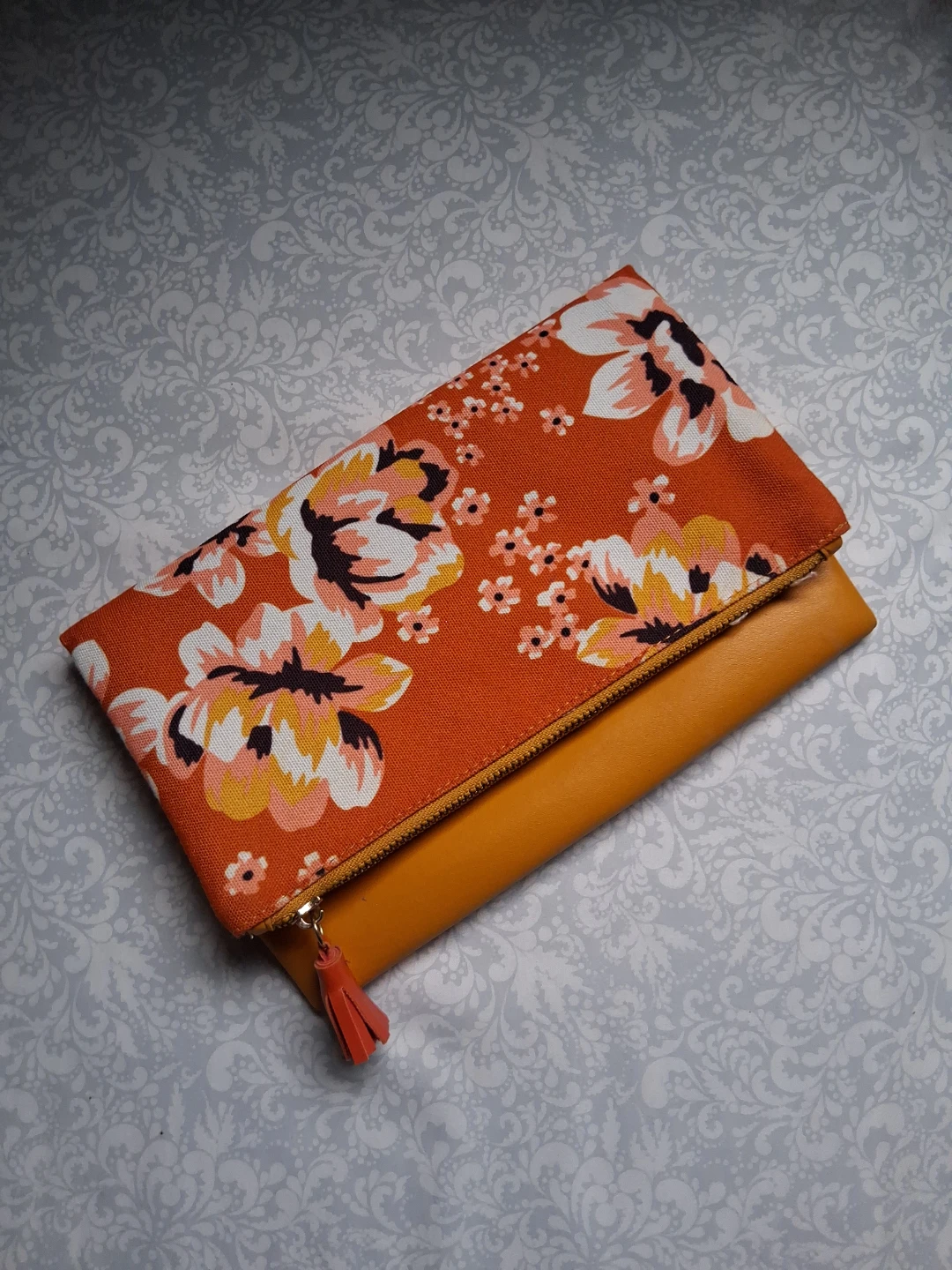 Rachel Pally Foldover Clutch - Orange Floral Print