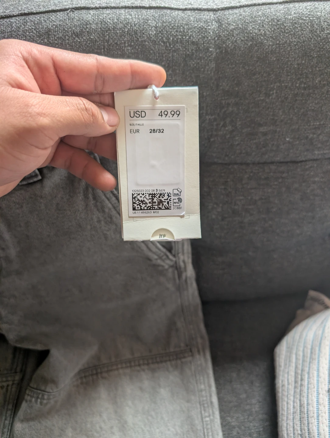 H&M Loose Straight Jeans Size 28/32 Grey - photo 2