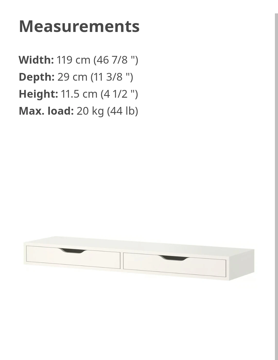 Ikea EKBY ALEX  Floating Drawers