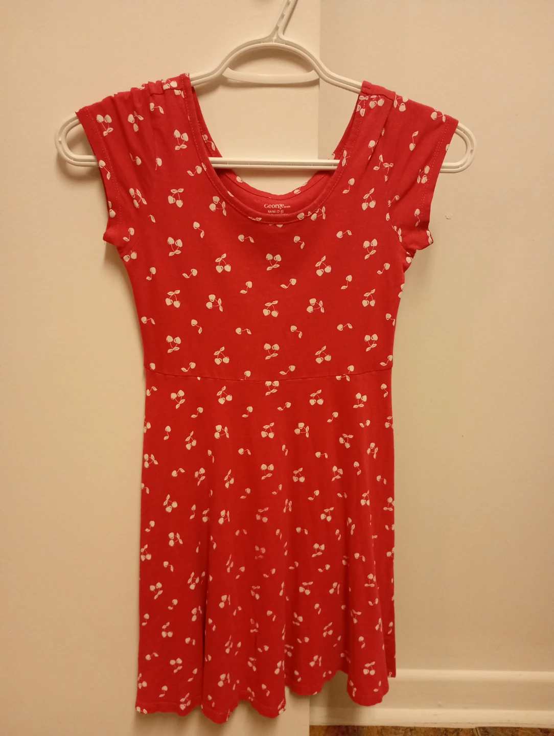 George Girls' Red Cherry Print Dress M/M (7-8)