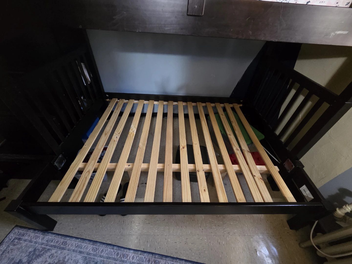 Dark Brown Twin Over Full Bunk Bed with Stairs