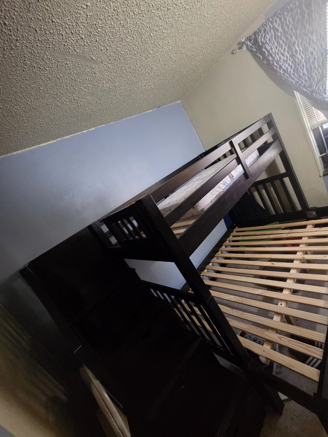 Dark Brown Twin Over Full Bunk Bed with Stairs - photo 2