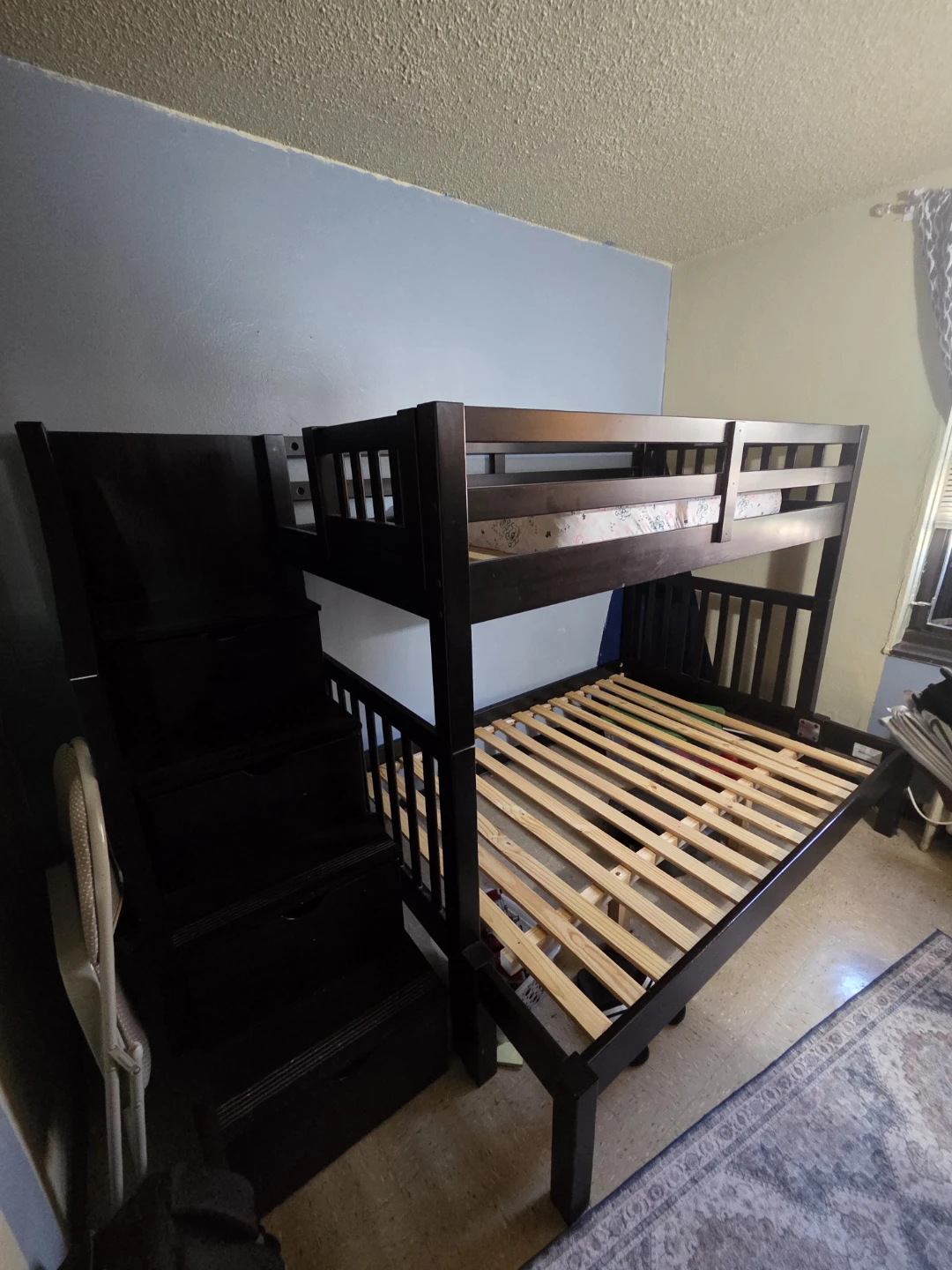 Dark Brown Twin Over Full Bunk Bed with Stairs - photo 3
