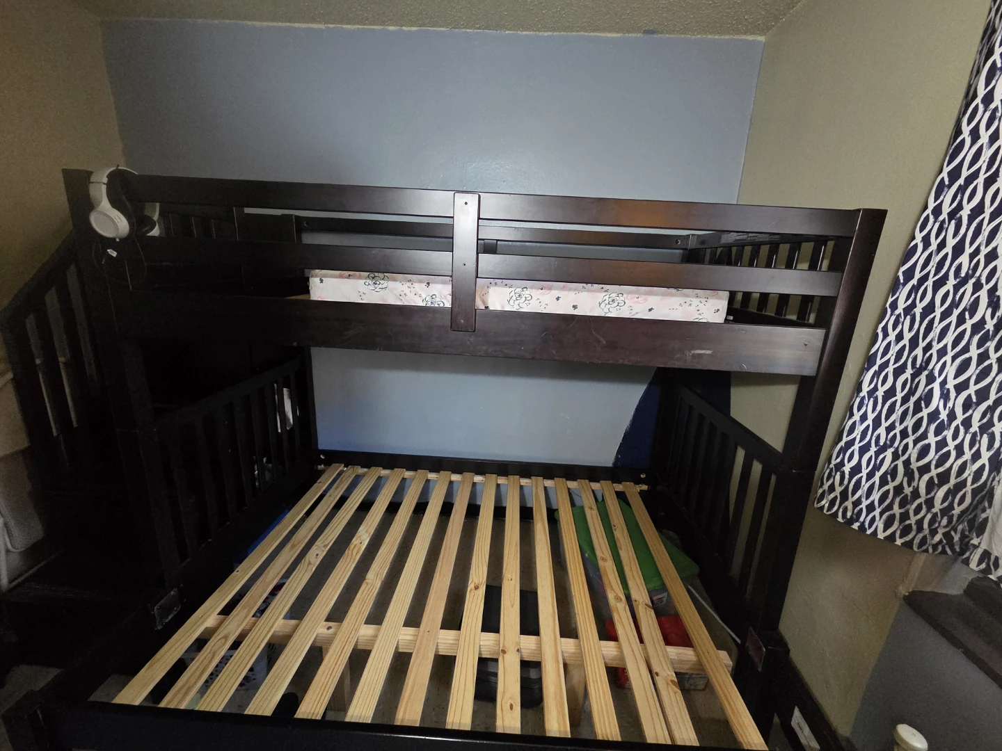 Dark Brown Twin Over Full Bunk Bed with Stairs - photo 4