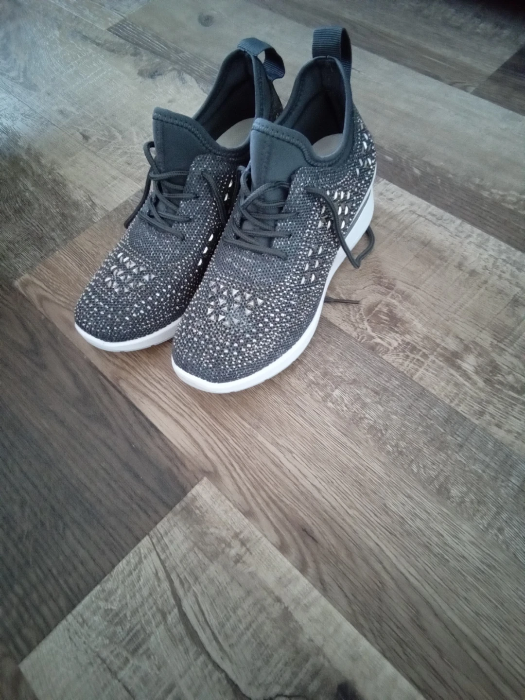 Women's Grey Rhinestone Sneakers