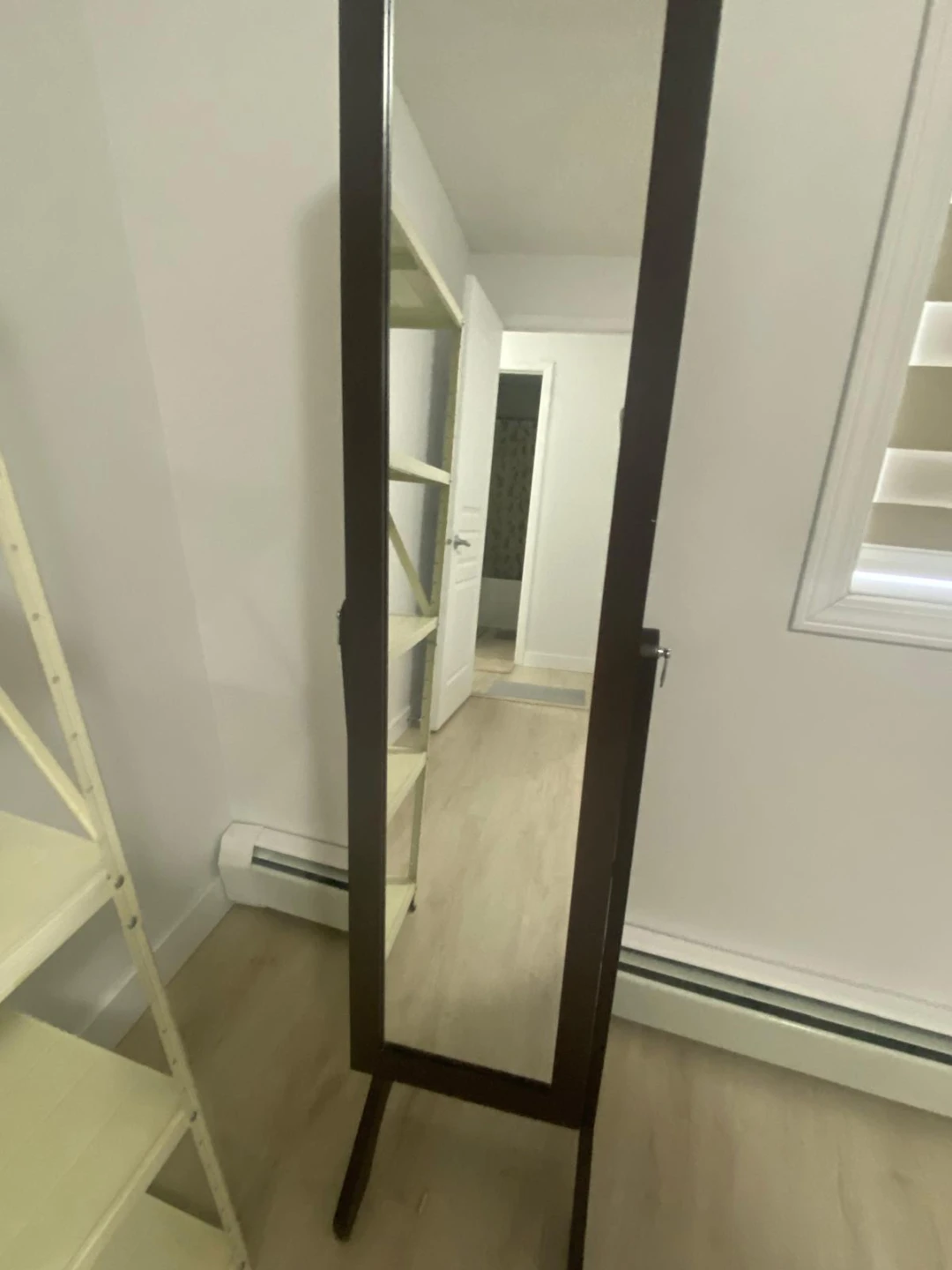 Dark Brown Standing Jewelry Armoire Mirror