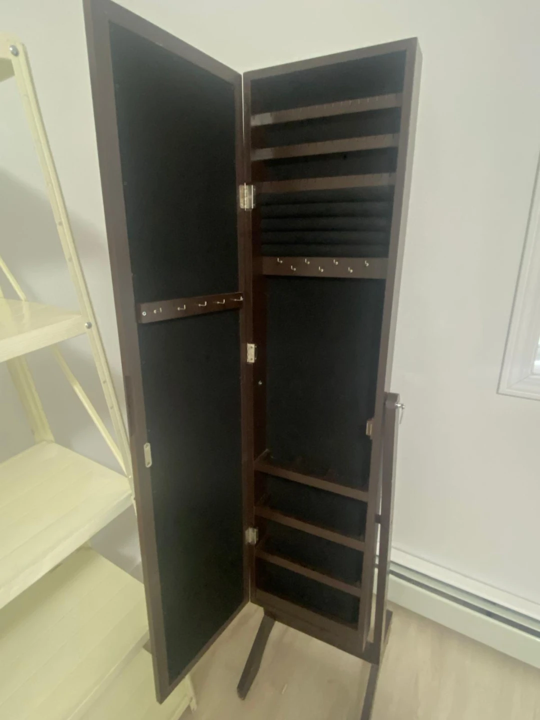 Dark Brown Standing Jewelry Armoire Mirror - photo 3