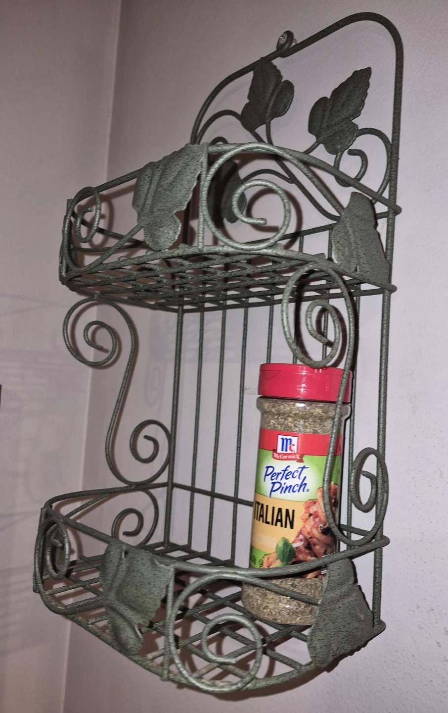 Decorative Metal Wall Shelf with Leaf Accents - photo 2
