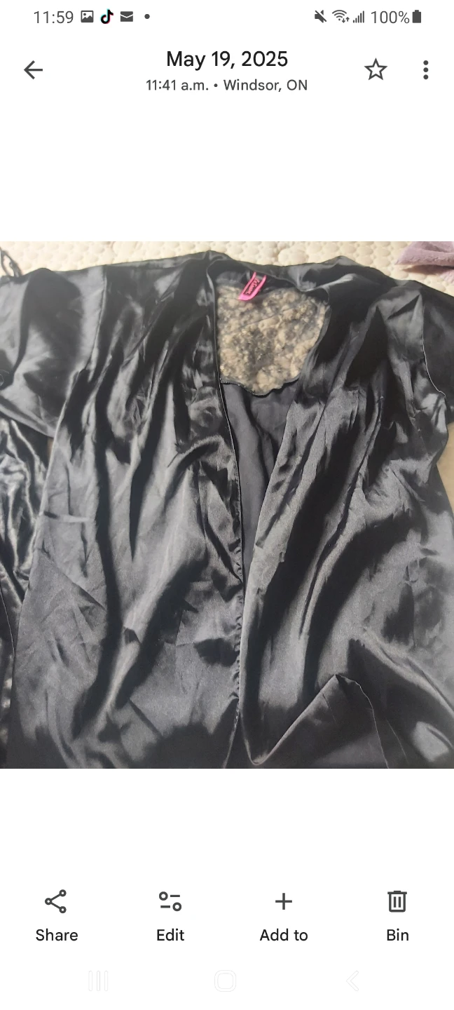 Black Satin Robe and Chemise Set