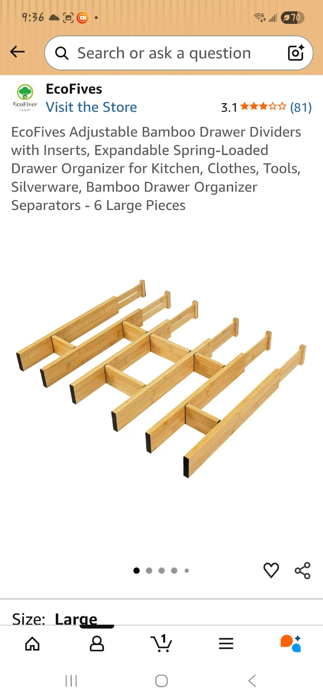 Adjustable Bamboo Drawer Dividers - Large 🌱