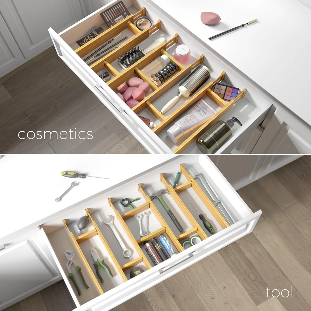 Adjustable Bamboo Drawer Dividers - Large 🌱 - photo 5