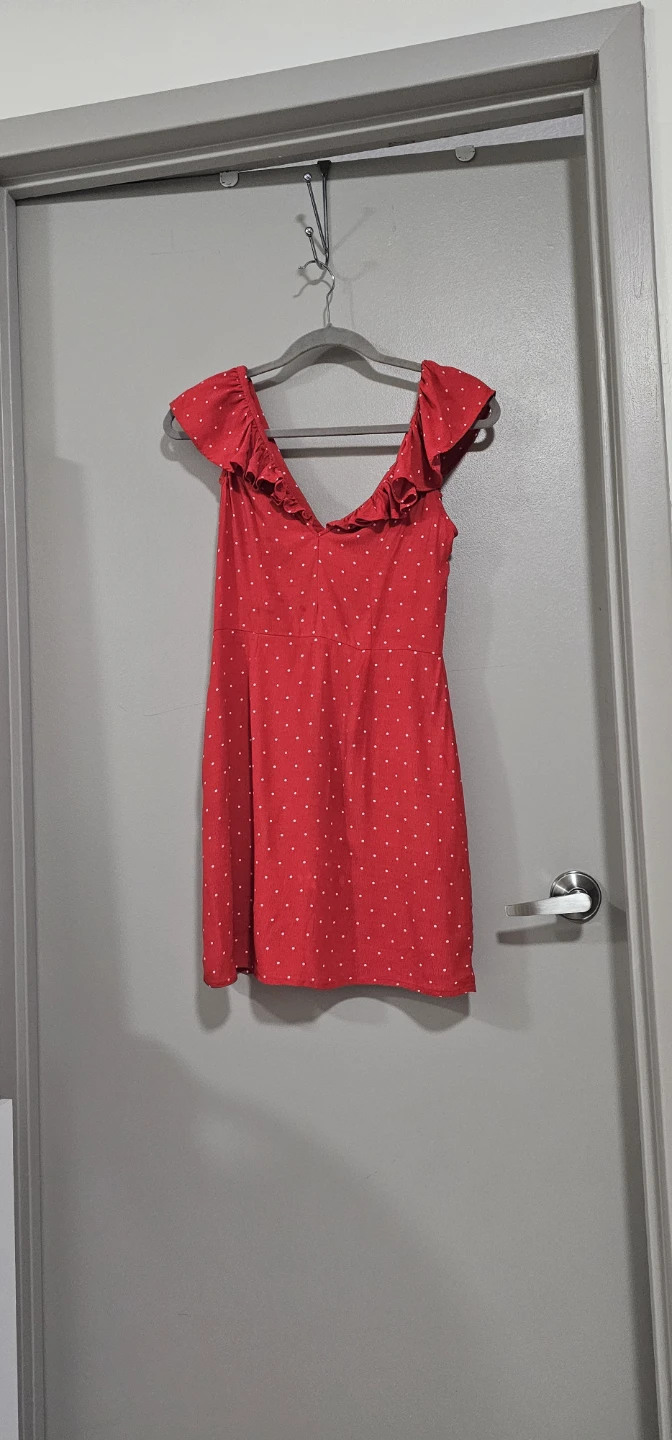 Forever 21 Red Polka Dot Ruffle Dress - Size S 🌱
