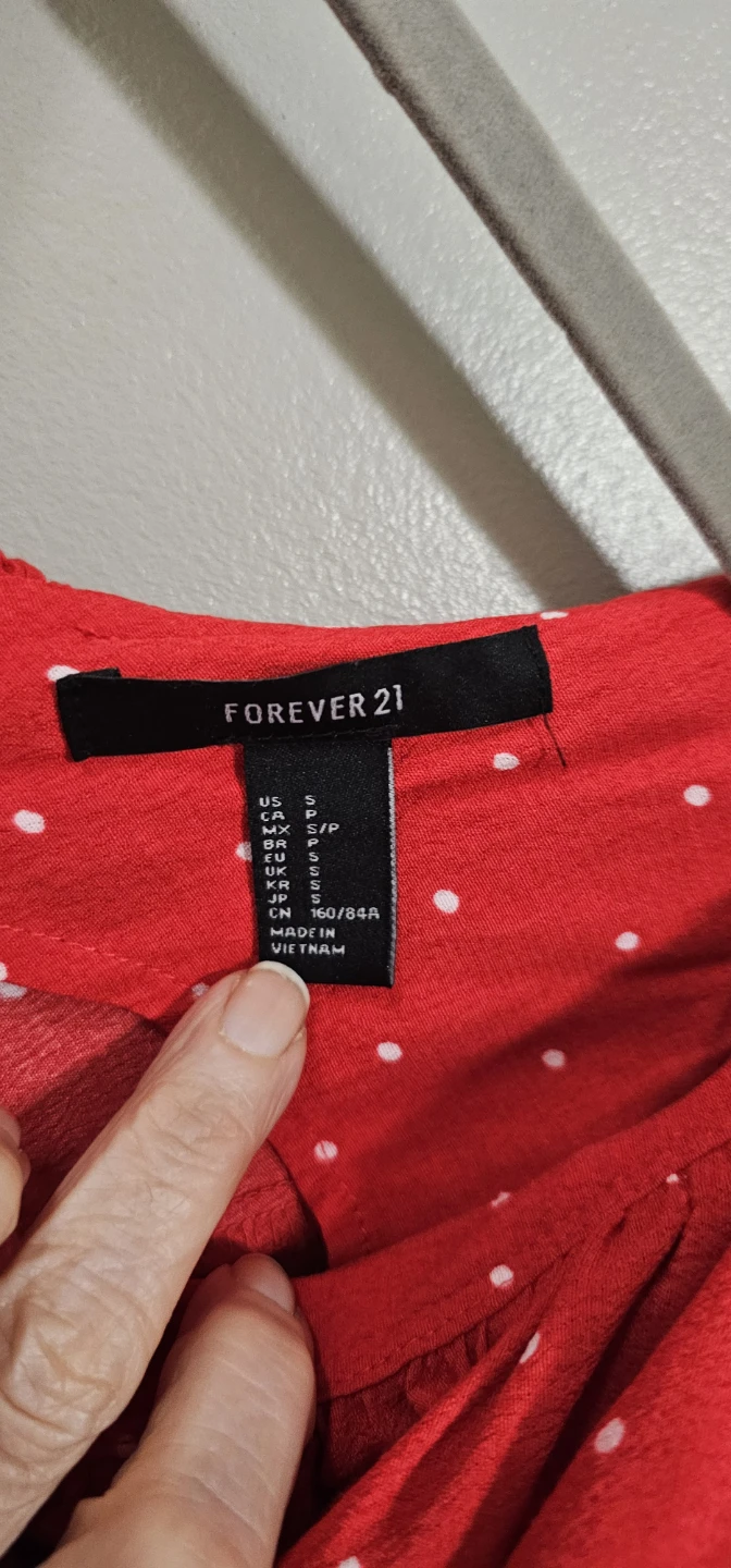 Forever 21 Red Polka Dot Ruffle Dress - Size S 🌱 - photo 2