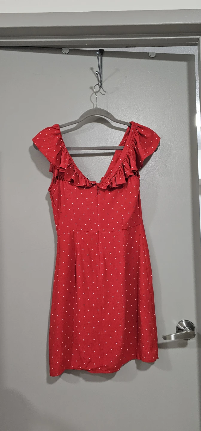 Forever 21 Red Polka Dot Ruffle Dress - Size S 🌱 - photo 3
