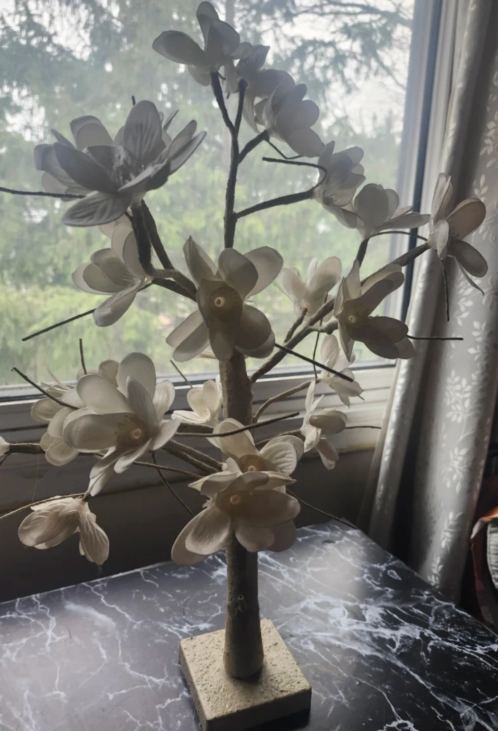 White Faux Flower Tree Decor
