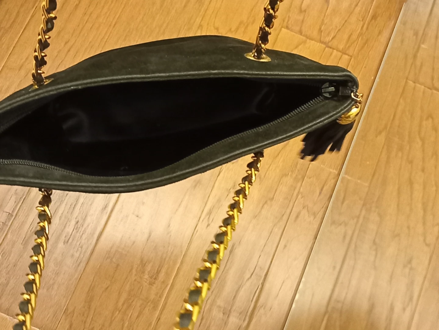 Susan London Black Suede & Leather Chain Shoulder Bag