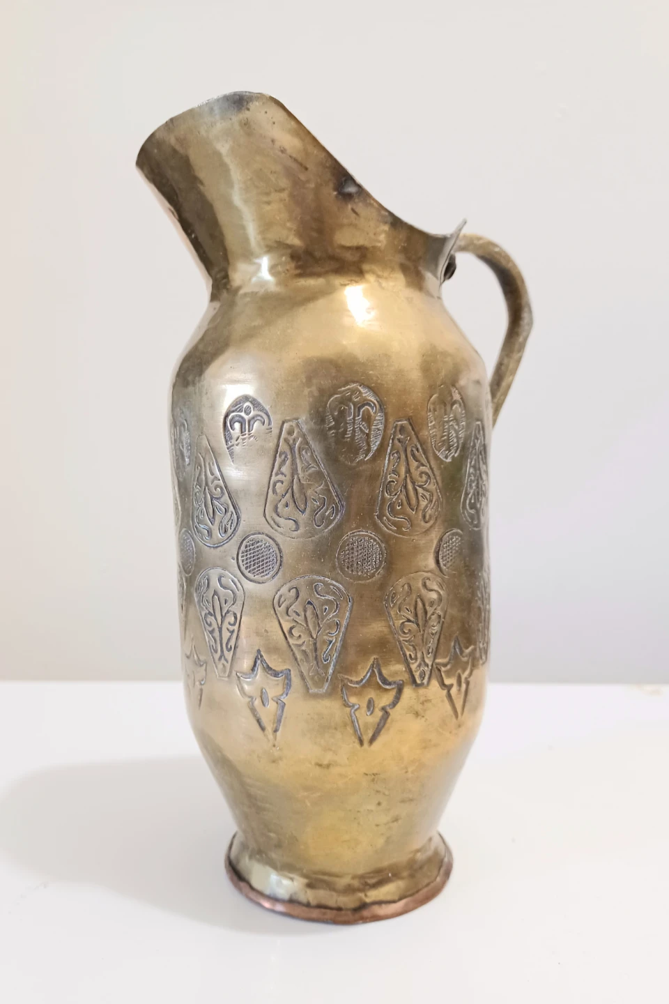 Unique Antique Hand Hammered Brass Pitcher - photo 4