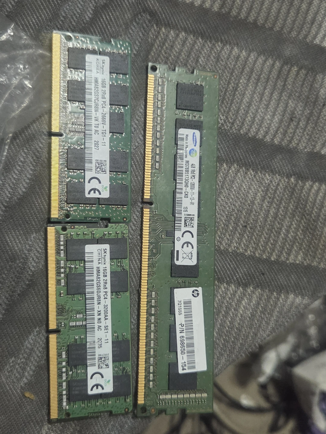 Assorted RAM Sticks - Samsung, SK Hynix, HP