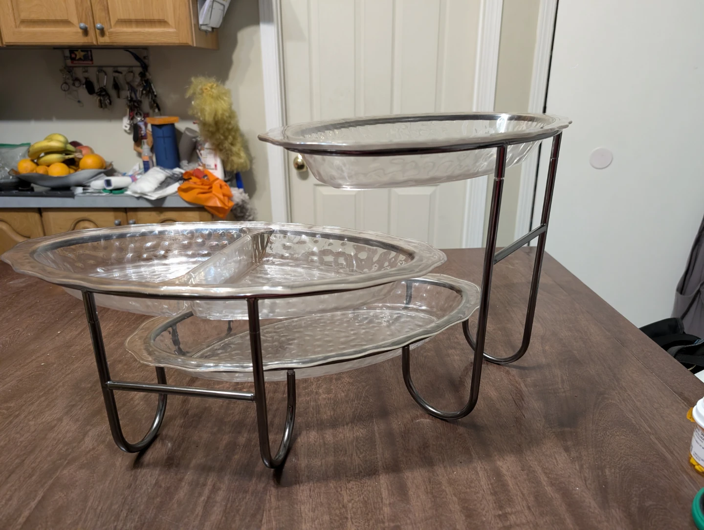 3-Tier Hammered Glass Serving Tray with Metal Stand - photo 5
