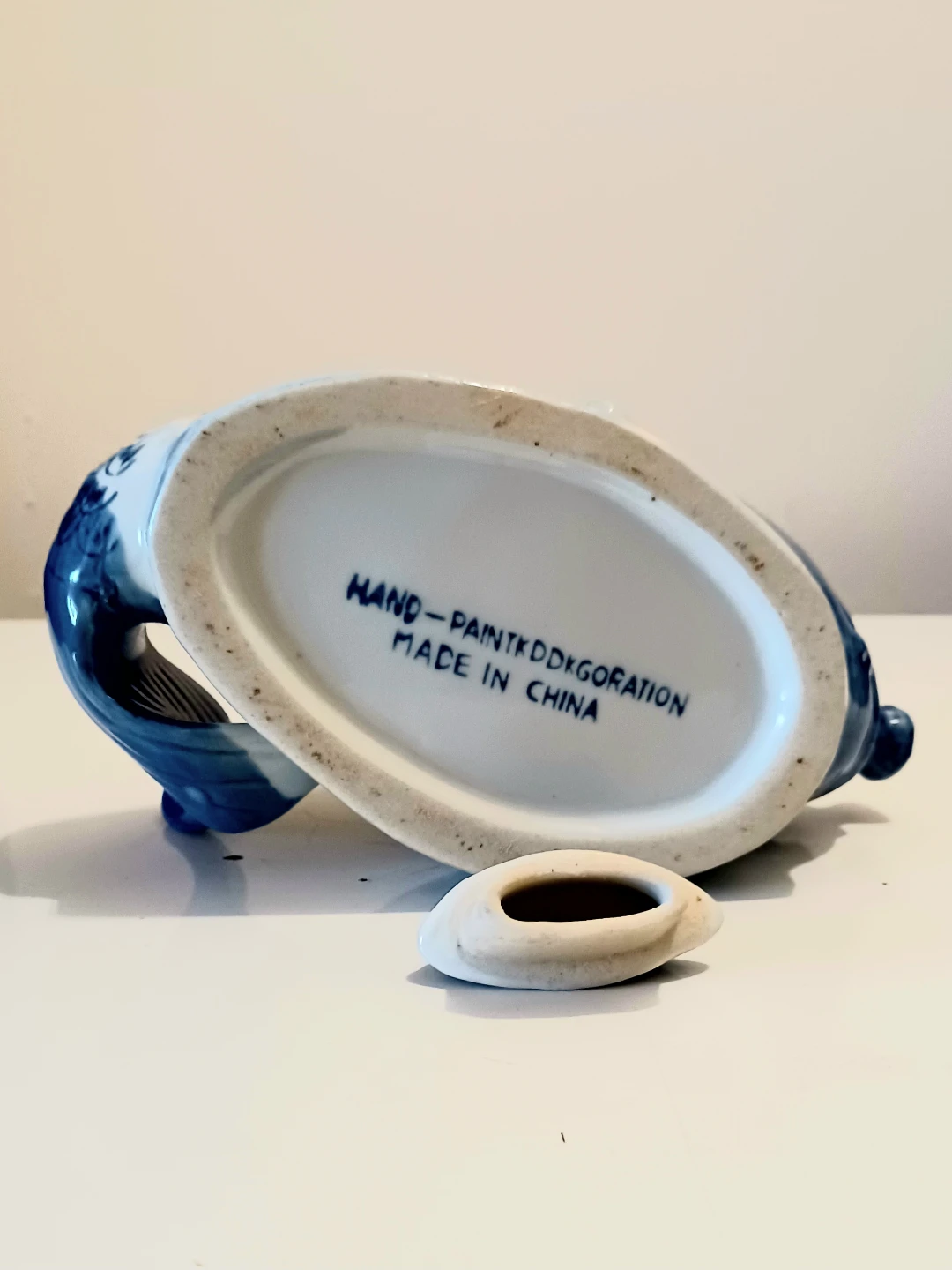 Vtg.Hand Painted Ceramic Koi Fish Teapot - photo 4