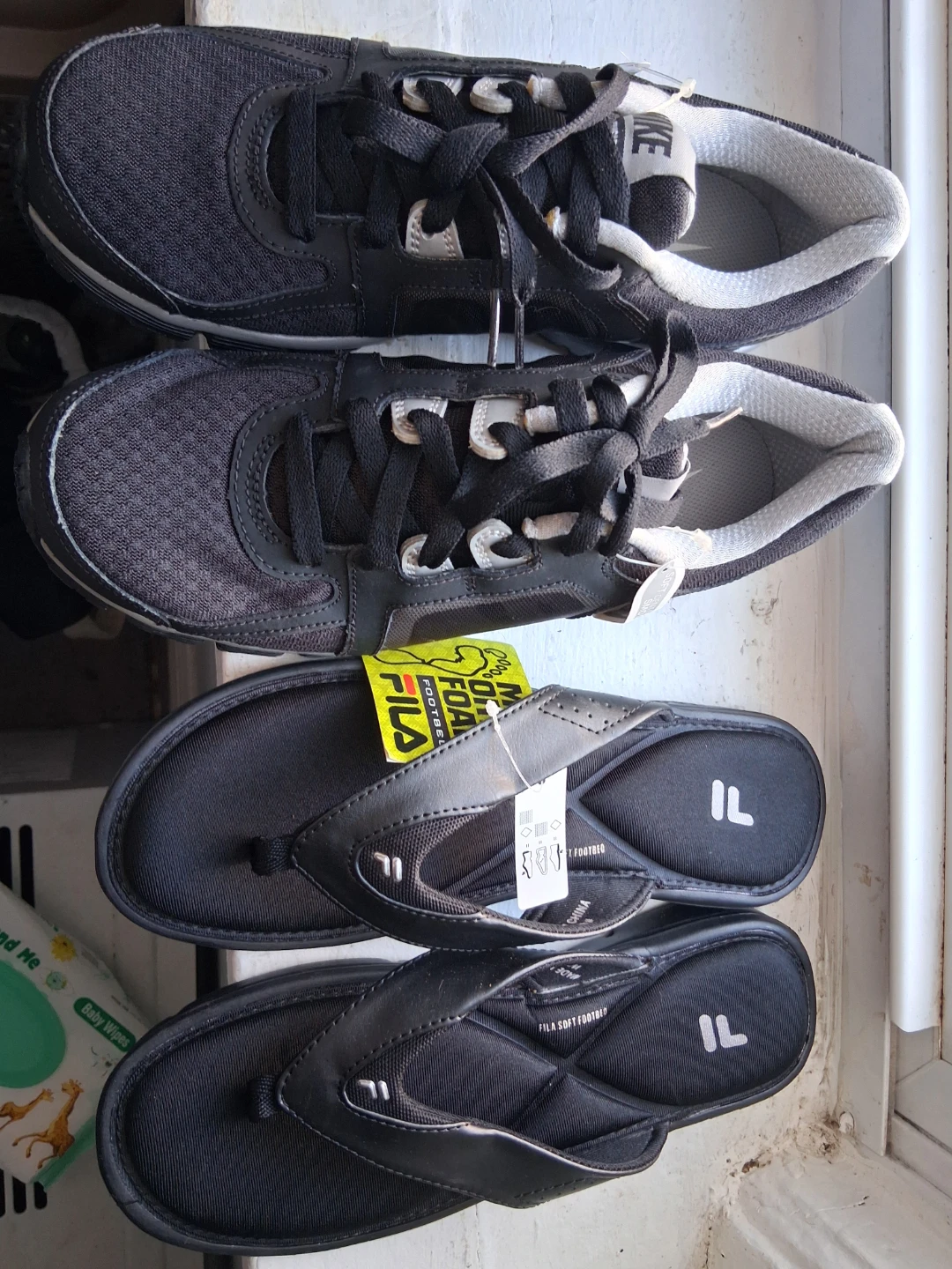 Nike Dual Fusion Running Shoes & Fila Memory Foam Flip Flops