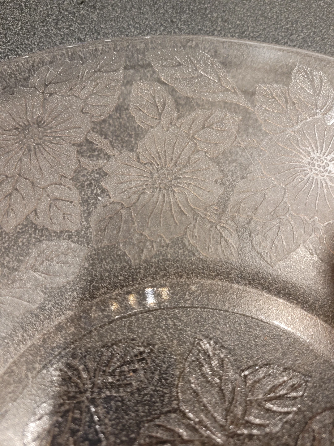 Glass Plate with Floral Etching
