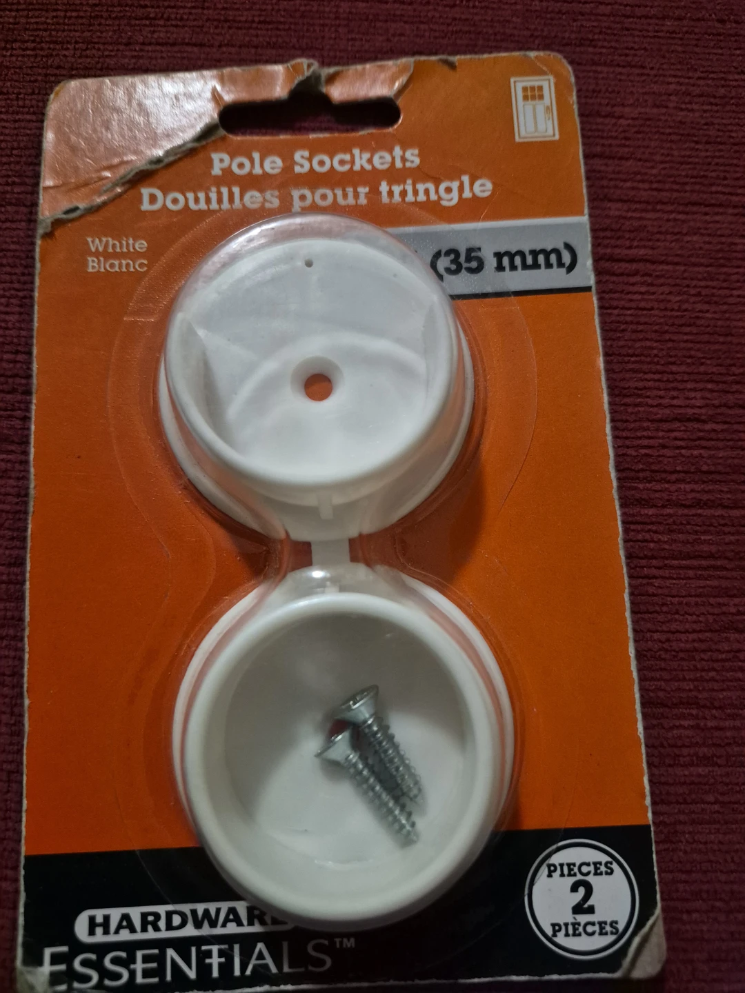 Hardware Essentials Pole Sockets (35 mm) - White