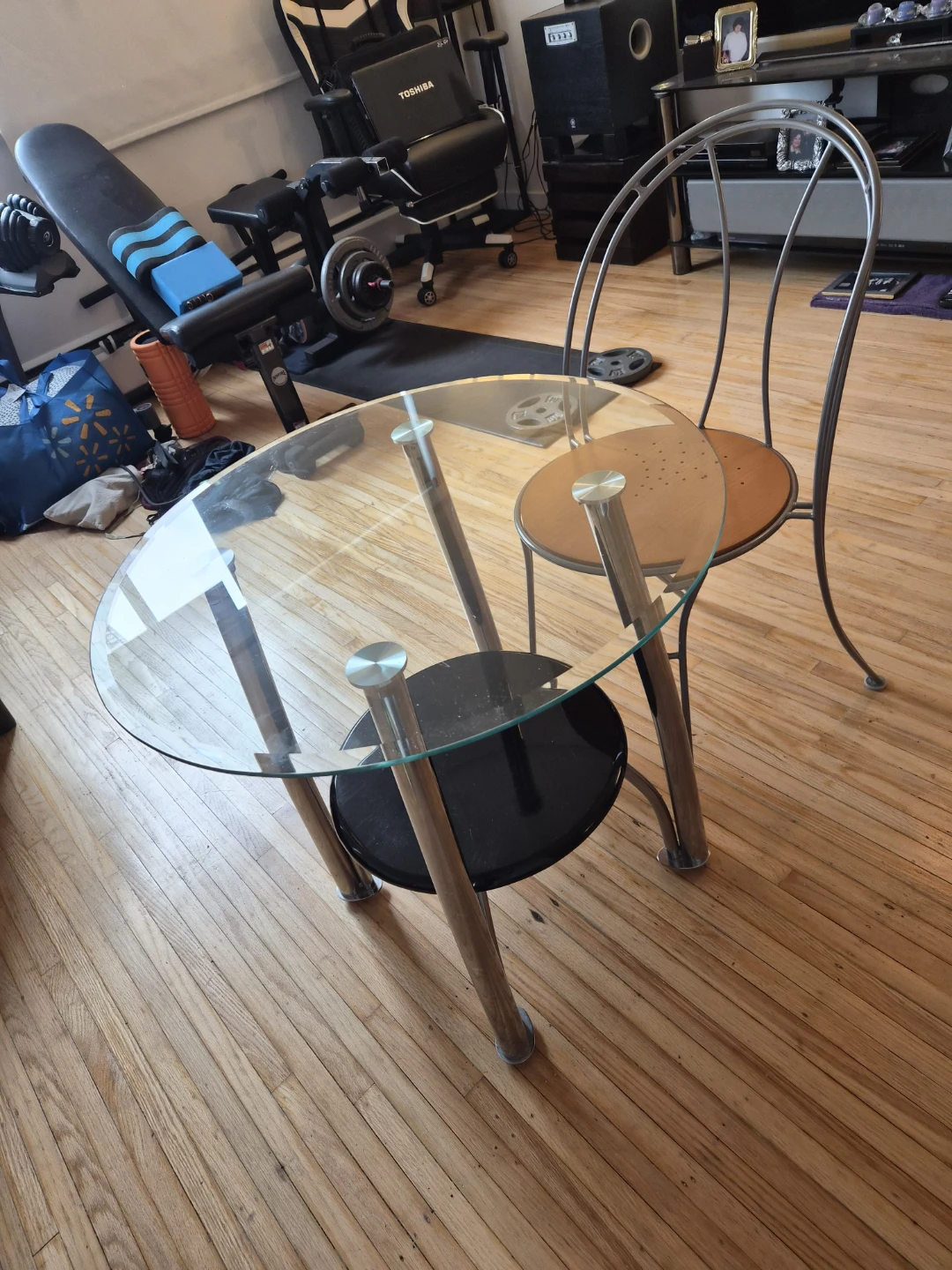 Glass Top Bistro Table with Metal Chair - photo 3