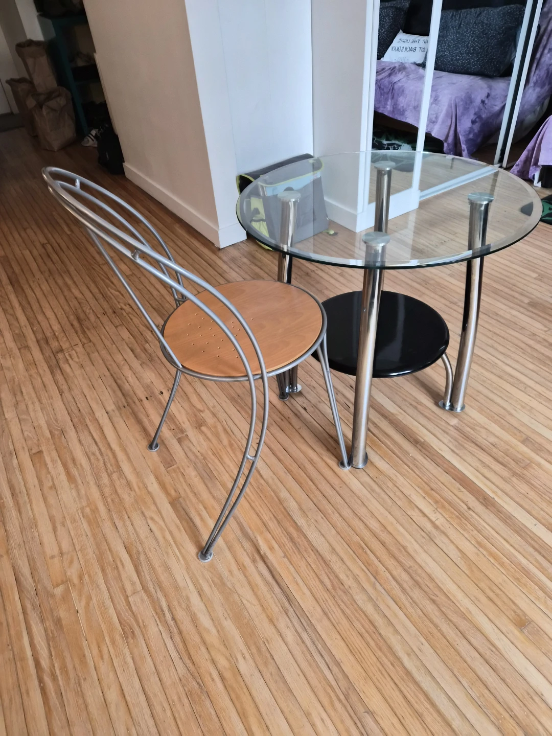 Glass Top Bistro Table with Metal Chair - photo 5