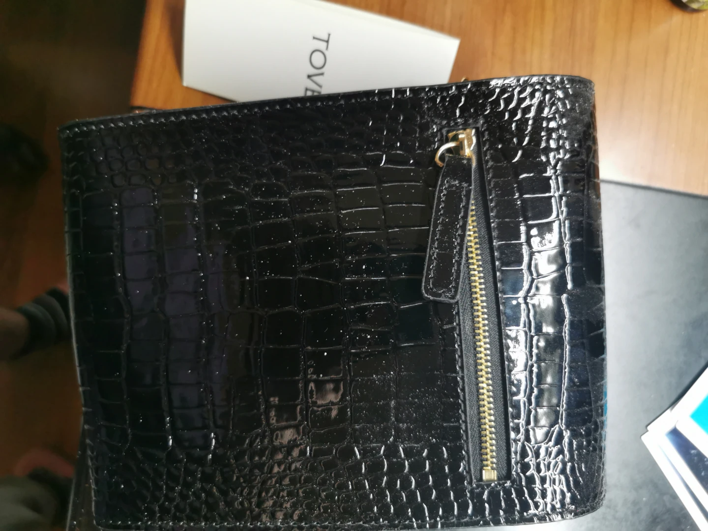 Tove Black Croc Embossed Clutch Wallet with Strap - photo 4