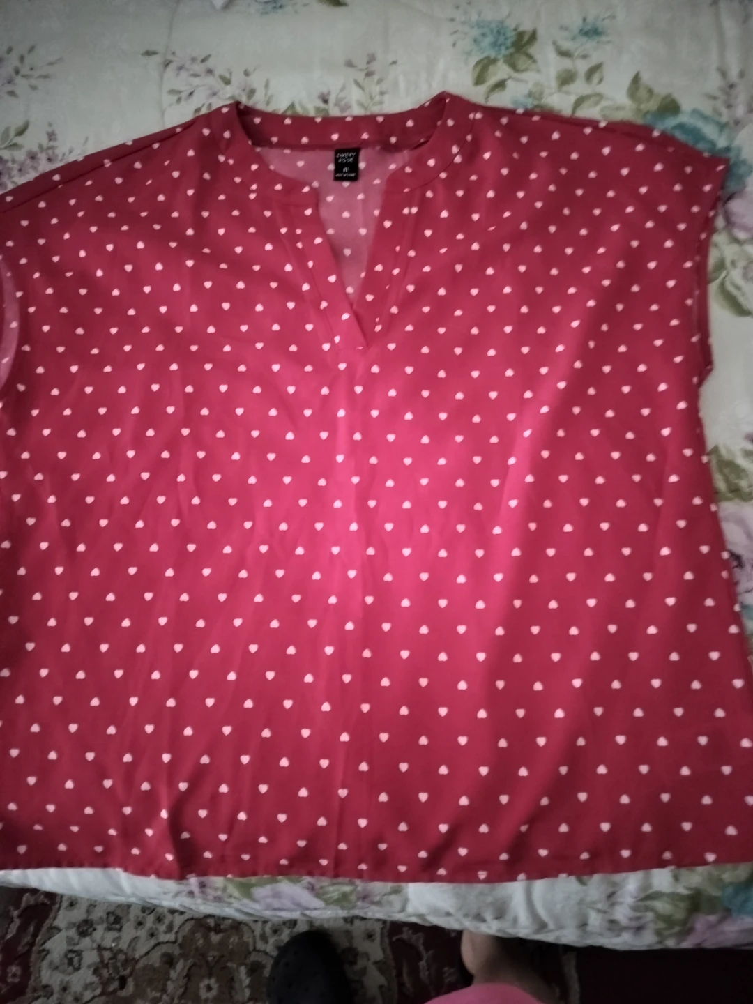 Emery Rose Red Heart Print Blouse XL