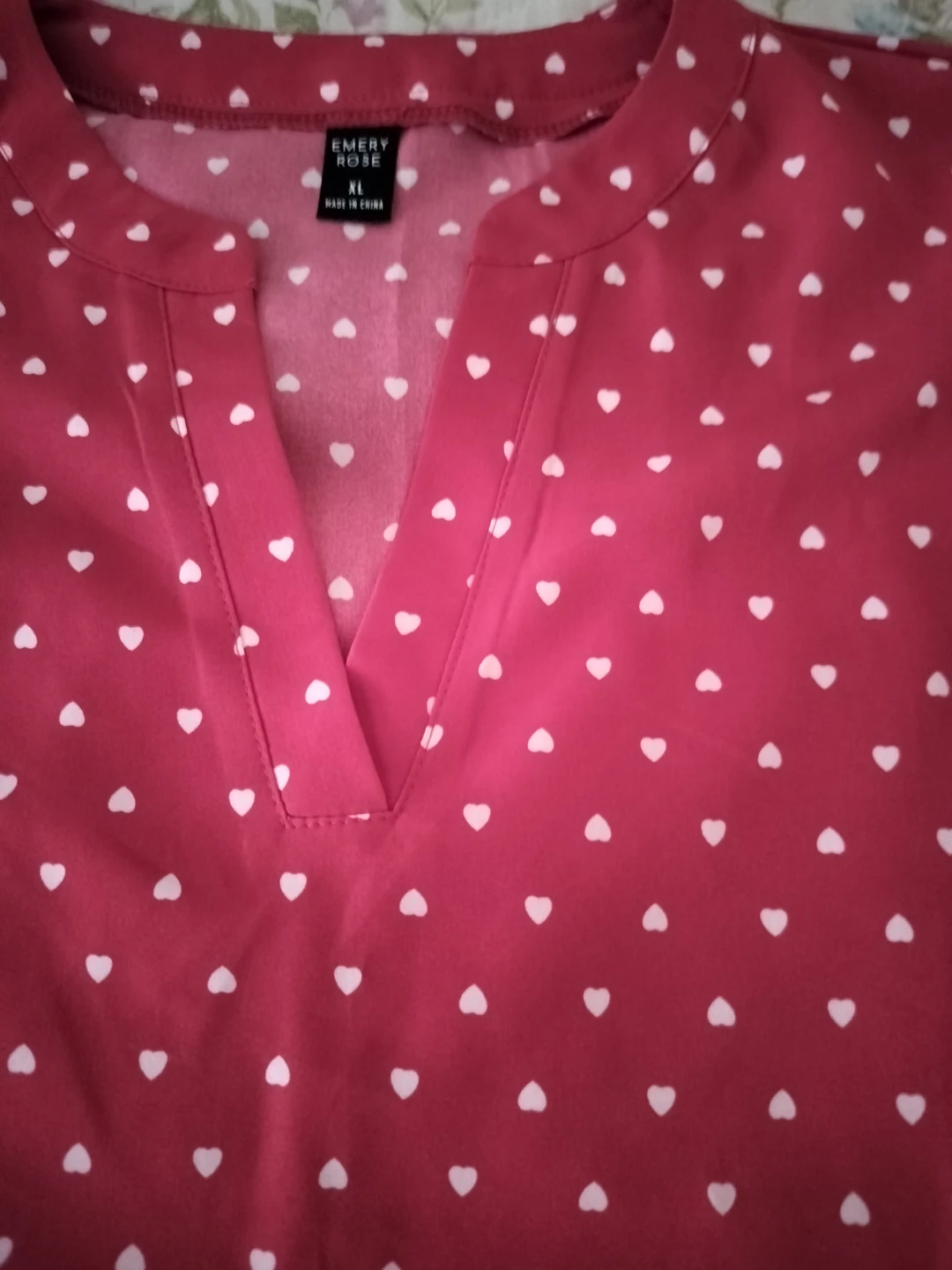 Emery Rose Red Heart Print Blouse XL - photo 2