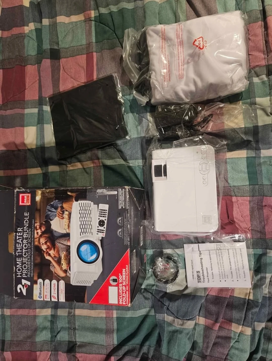 RCA Home Theater Projector Bundle with 100" Fold-Up Screen