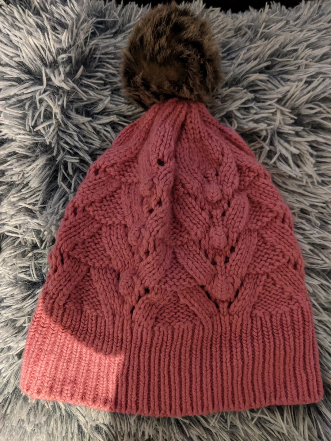 Women's Pink Knitted Beanie (100% Cotton)