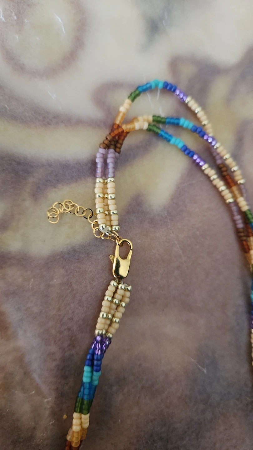 Rainbow beaded necklace with 22k gold hok - photo 2