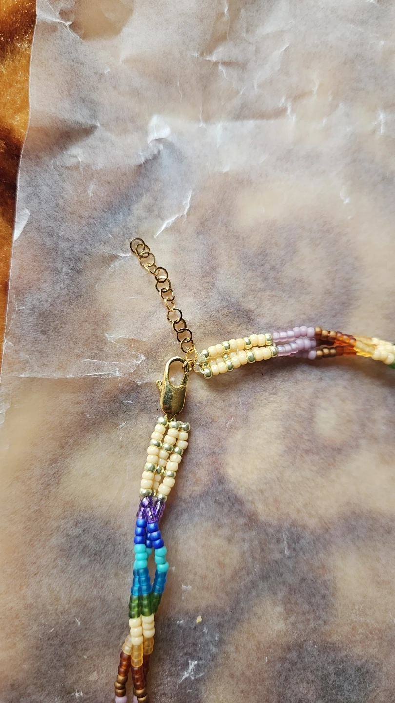 Rainbow beaded necklace with 22k gold hok - photo 3
