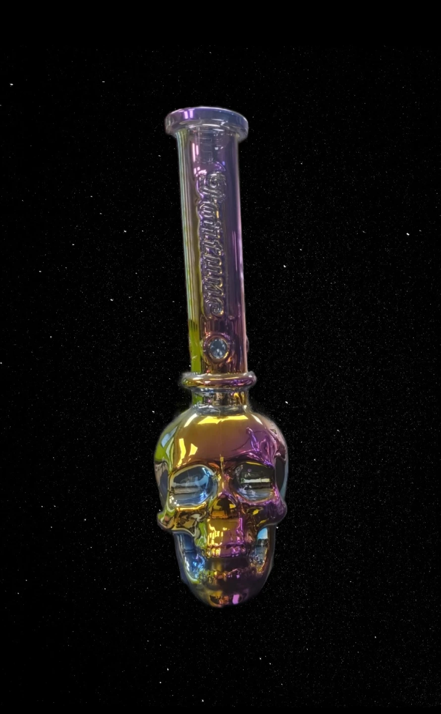 Iridescent Skull Glass Bong
