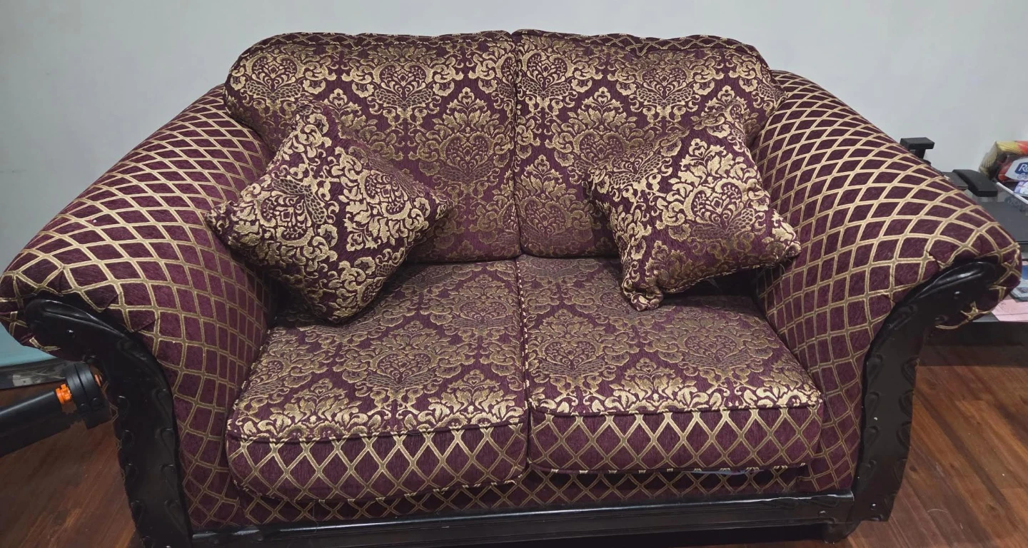 Purple and Gold Damask Sofa - photo 2