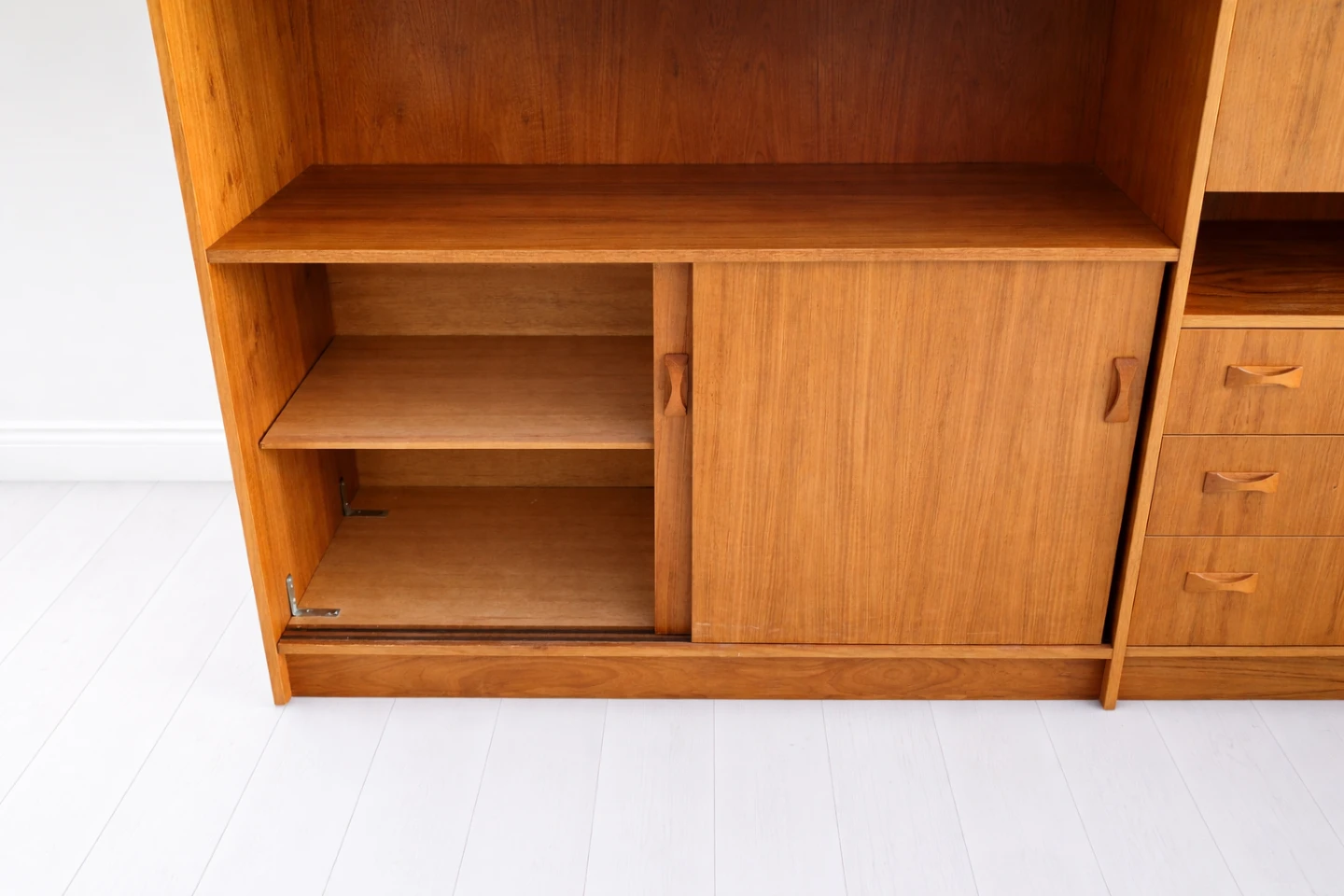 Mid-Century Teak Bookshelf with Drawers and Sliding Doors - photo 3