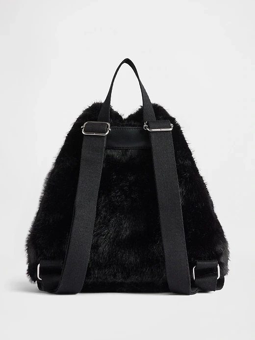 GAP Black Faux Fur Drawstring Backpack - photo 2