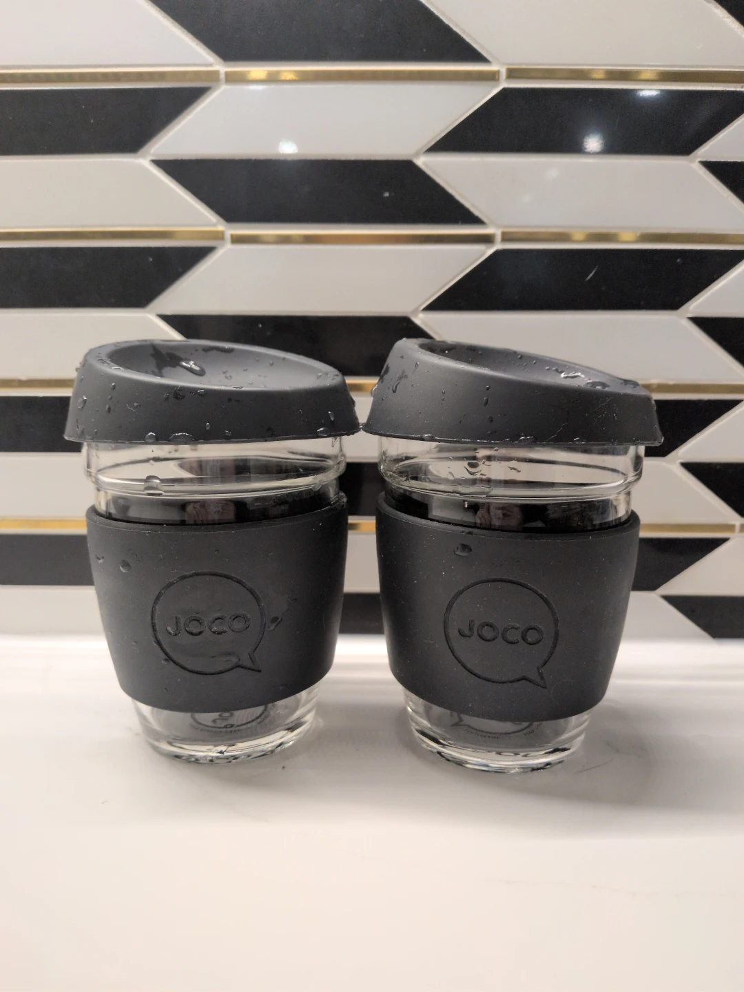 2 Joco Reusable Glass Coffee Cup - Black