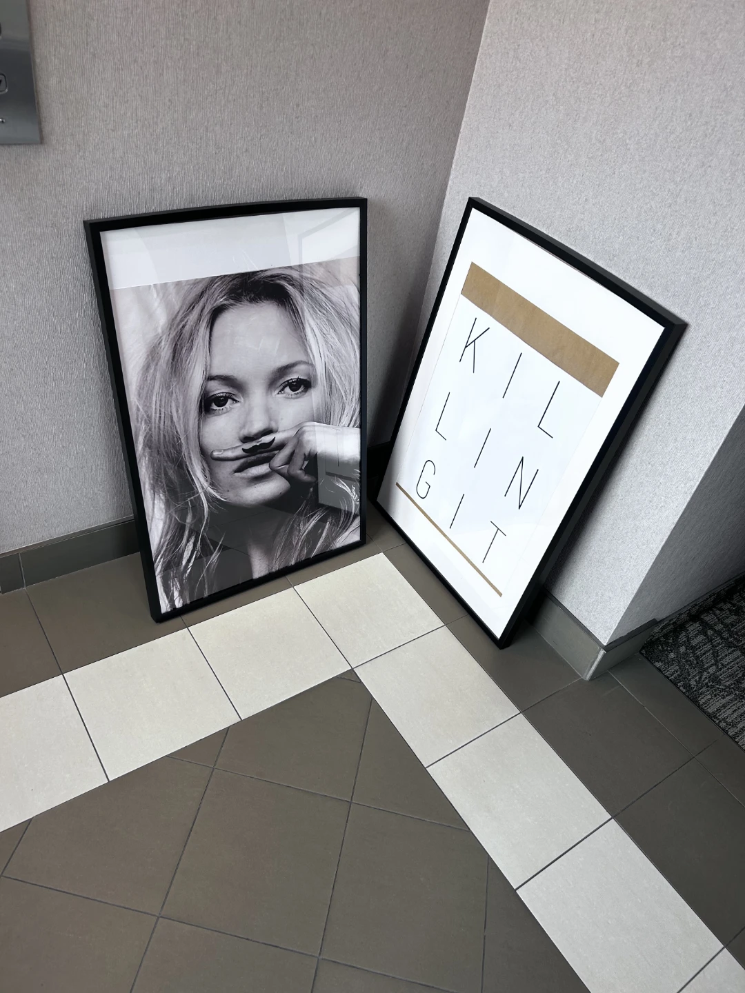 Framed Prints - Kate Moss Portrait & Text Art